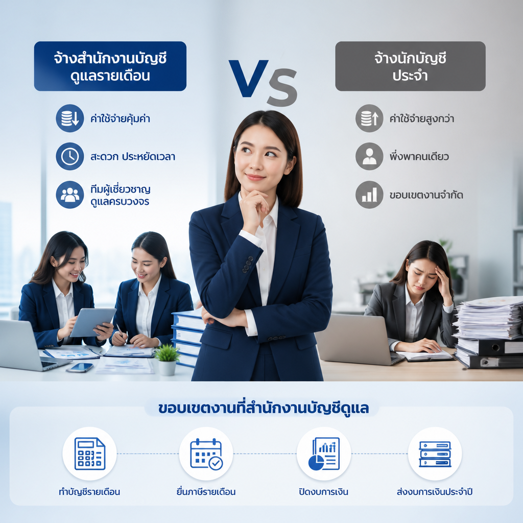 จ้างสำนักงานบัญชีดูแลรายเดือน คุ้มกว่าจ้างนักบัญชีประจำอย่างไร?