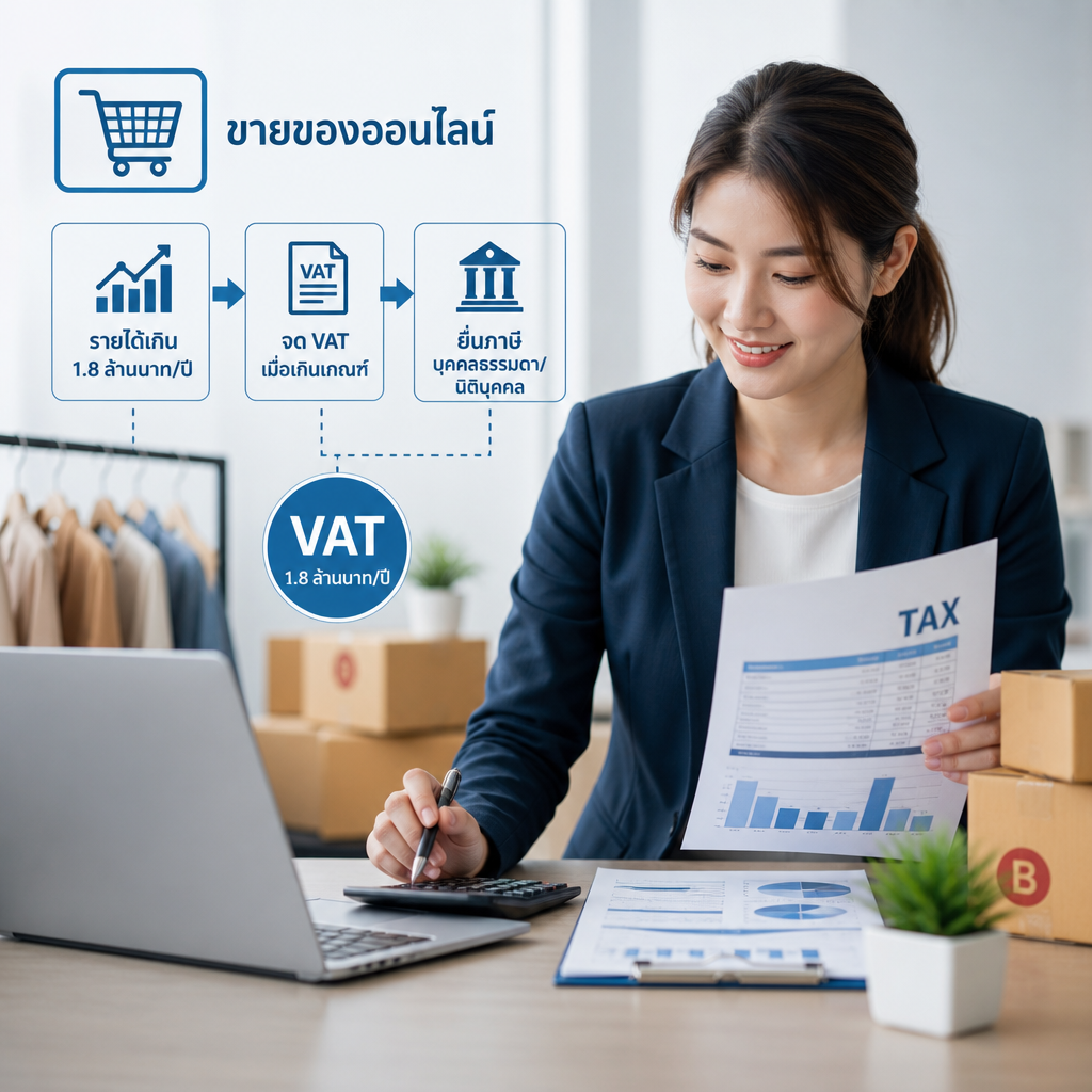 ขายของออนไลน์ รายได้ถึงเท่าไหร่ต้องยื่นภาษีและจด VAT?